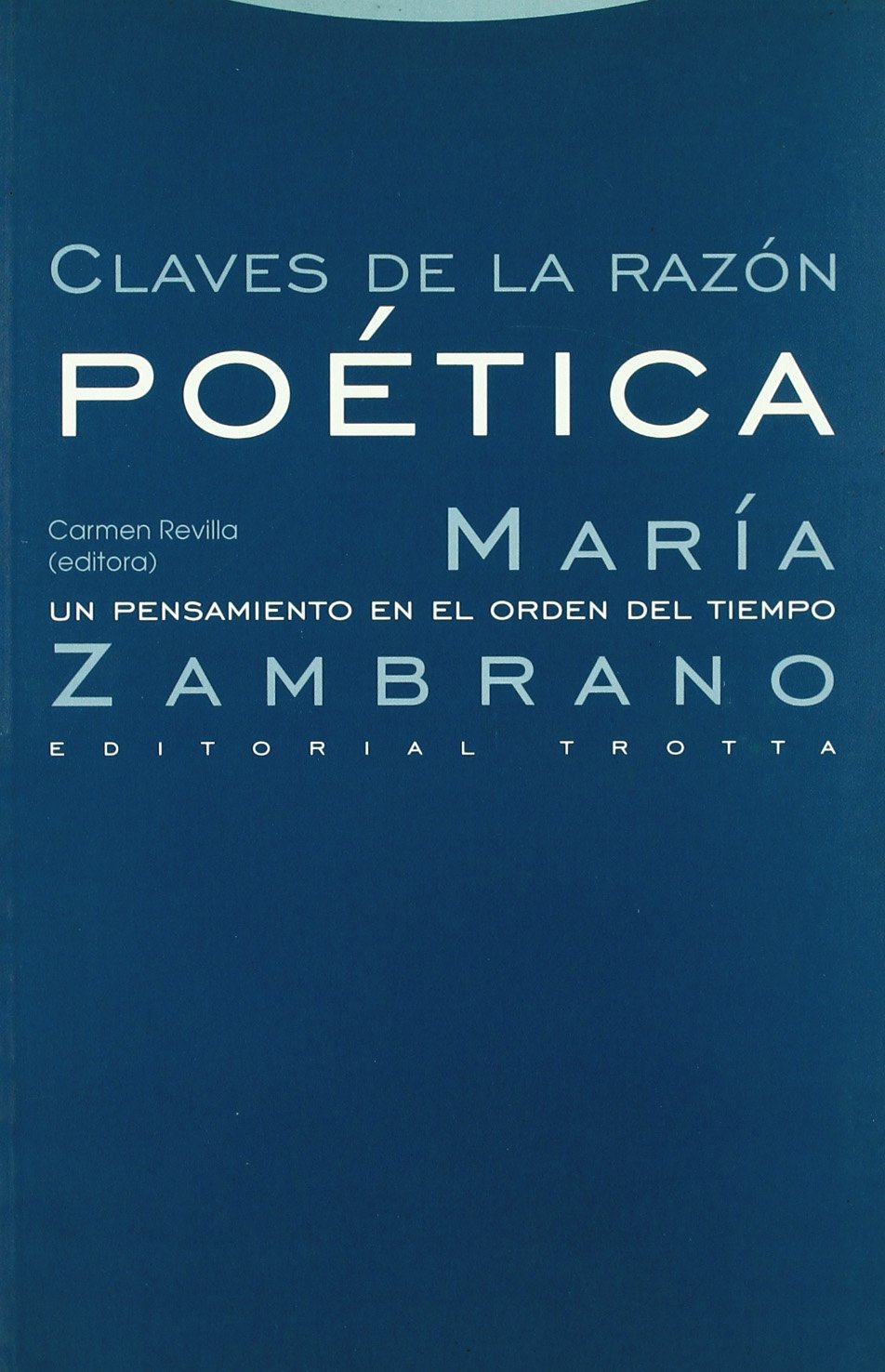 Claves de La Razon Poetica: Maria Zambrano, Un Pensamiento En El Orden del Tiempo (Coleccion Estructuras y Procesos)
