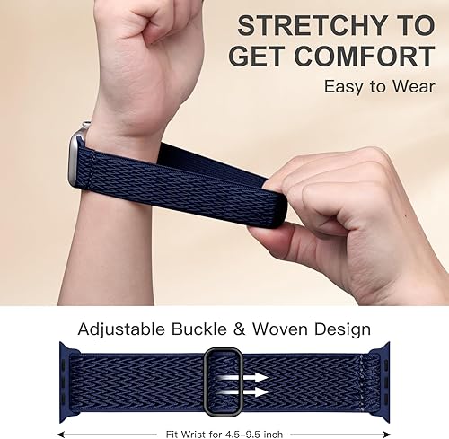 Miniatura 3 de Lerobo 6 Pack de Correas Trenzadas Compatibles con Apple Watch de 1.73, 1.77, 1.65, 1.93, 1.81, 1.61, 1.57 y 1.49 Pulgadas, Correas Deportivas