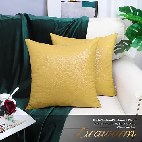 Miniatura 130 de BRAWARM Fundas de almohada de piel sintética de 16 x 16 pulgadas, paquete de 2 fundas de almohada de cuero plateado, almohadas decorativas de piel