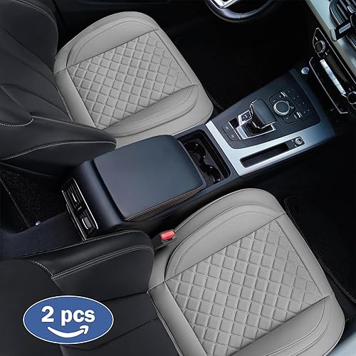 Miniatura 2 de Paquete de 2 fundas de cuero para asiento delantero inferior con bolsillo de almacenamiento, protector universal para asiento de automóvil,