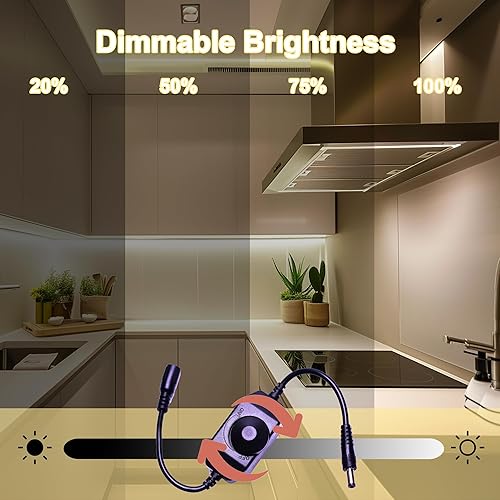 Miniatura 2 de COB - Tira de luz LED de 24 V, blanco neutro 4000 K, tiras de luz LED con atenuador y fuente de alimentación, 0.315 in de ancho, CRI 92+, tira de