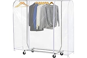 Ruibo Clear Rolling Rack Cover: Protect Clothes from Dust and Keep Your Wardrobe Organized