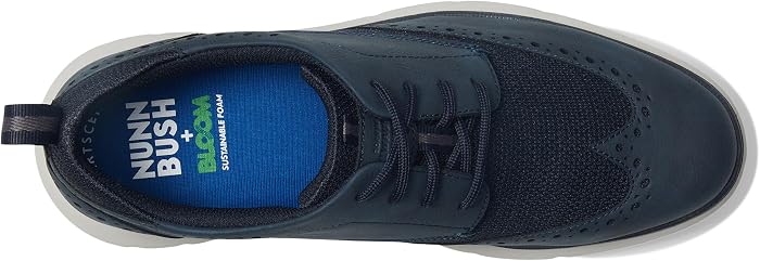 Мужские туфли Nunn Bush Stance Knit Wing Tip Oxford Lightweight Lace-Up, цвет: Тёмно-синий — фото 5
