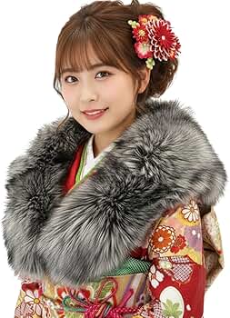 Amazon | [京都うさぎ堂] ＜本物の毛皮＞シルバーフォックスショール