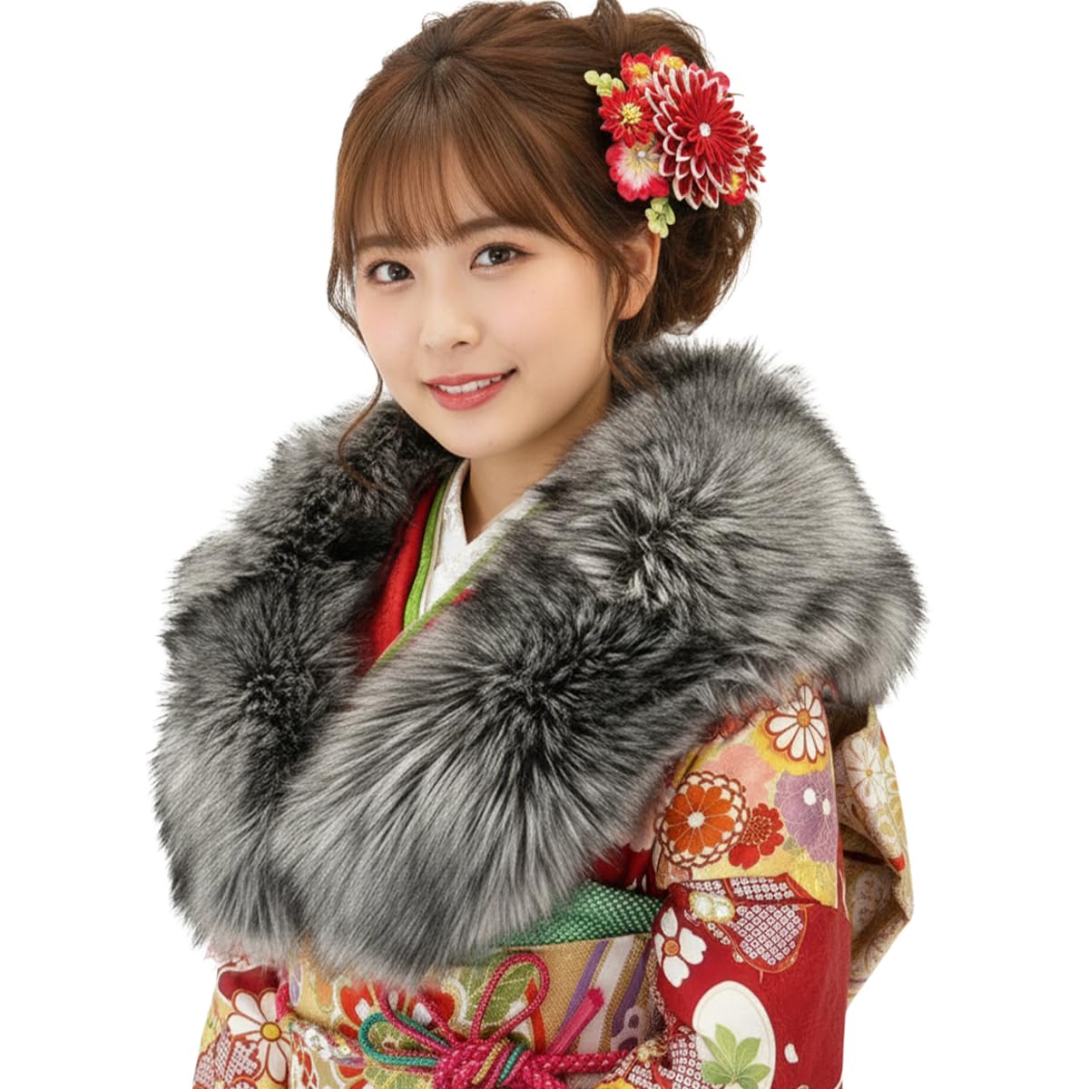 Amazon | [京都うさぎ堂] ＜本物の毛皮＞シルバーフォックスショール