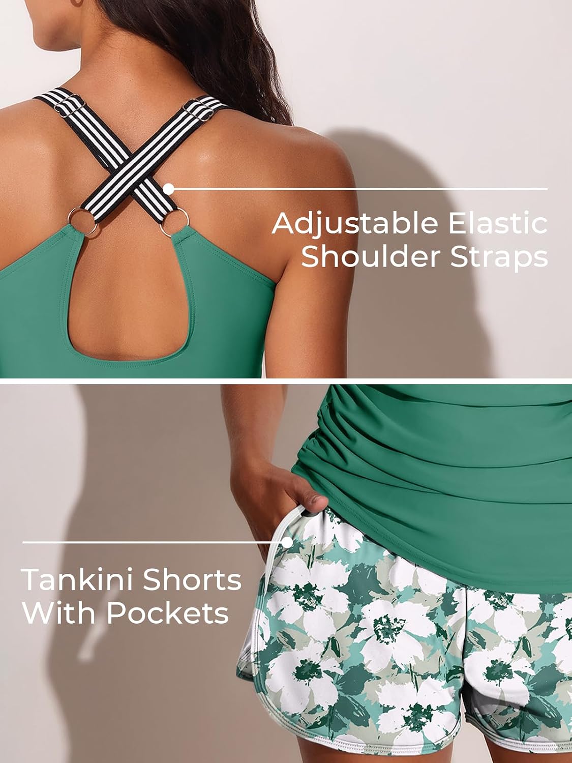 Summer Mae Modest Tankini Swimsuits for Women 2026 Two Piece Bathing Suits with Sporty Pockets Boy Shorts for Tummy Control