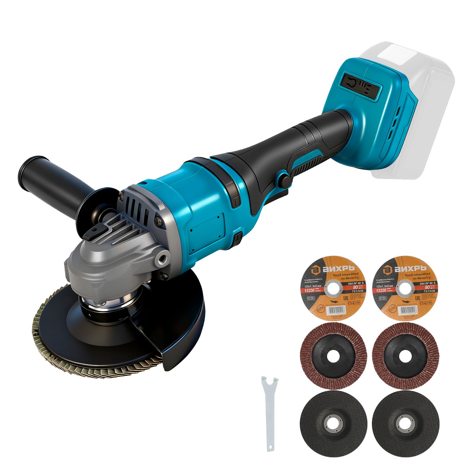 Szlifierka kątowa kompatybilna z akumulatorami Makita 18 V, akumulatorowa szlifierka kątowa 125 mm, akumulator 11800 W, profesjonalna szlifierka, 11800 obr./min, do cięcia, szlifowania i polerowania