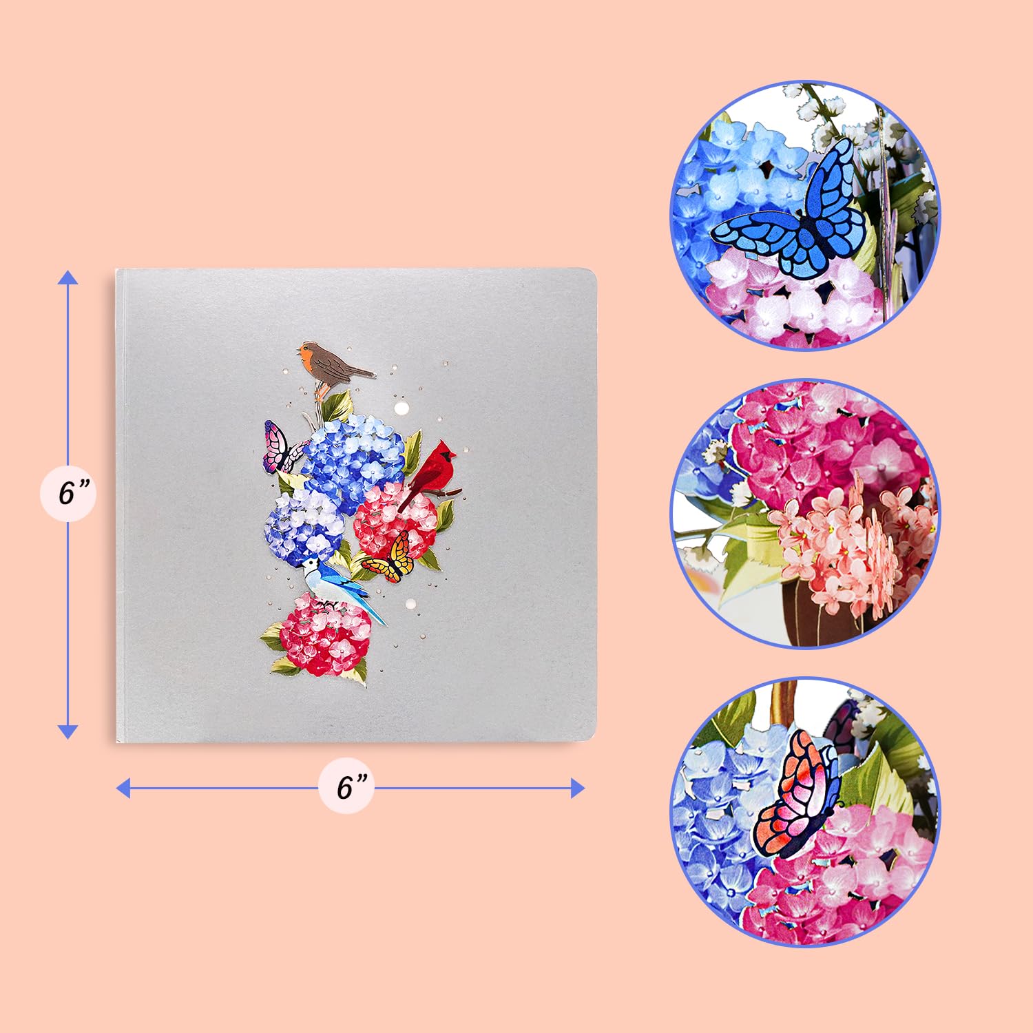 CUTE POPUP - Tarjeta desplegable de cesta de hortensias – Tarjetas de felicitación de agradecimiento, cumpleaños, pensando en ti, recuperarse, día de San Valentín y día de la madre para mujeres, novia