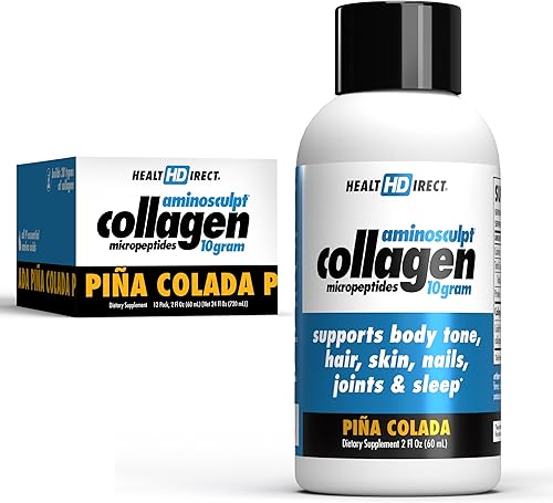 Vista 17 de HEALTH DIRECT Micropéptidos de colágeno líquido AminoSculpt - 12 porciones (12 unidades, inyecciones de 2 onzas) - 0.35 oz de colágeno líquido