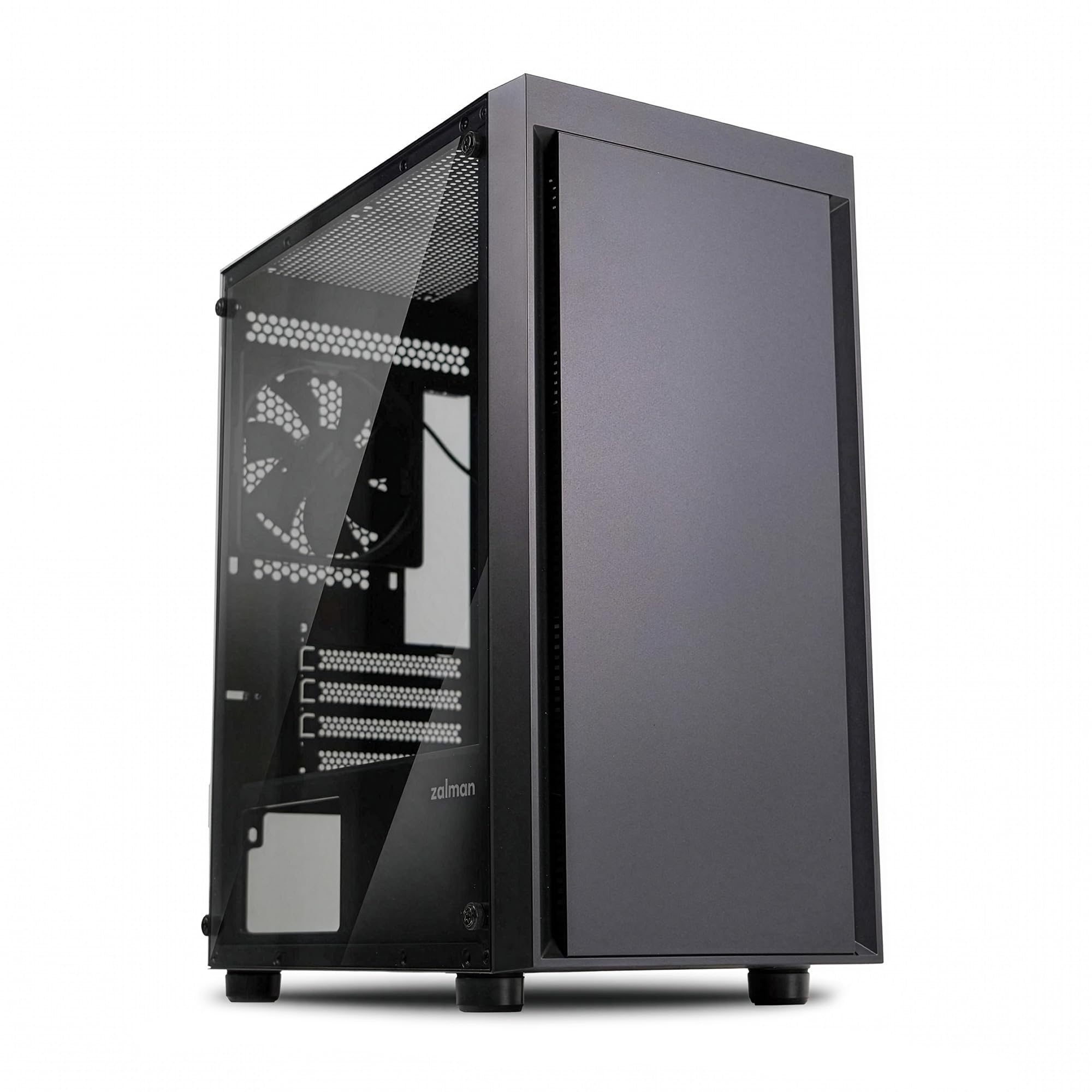 Zalman T3 Plus Mini Tower Compact PC Case – Micro ATX Mini ITX Computer Case – Preinstallate 2 ventole da 120 mm – Pannello laterale in vetro temperato – Griglia di ventilazione per un raffreddamento