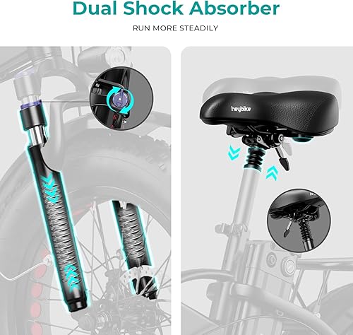 Miniatura 5 de Heybike Mars - Bicicleta eléctrica plegable de 20 x 40 pulgadas con motor de 500 W batería extraíble de 48 V 125 Ah y amortiguador doble para adultos