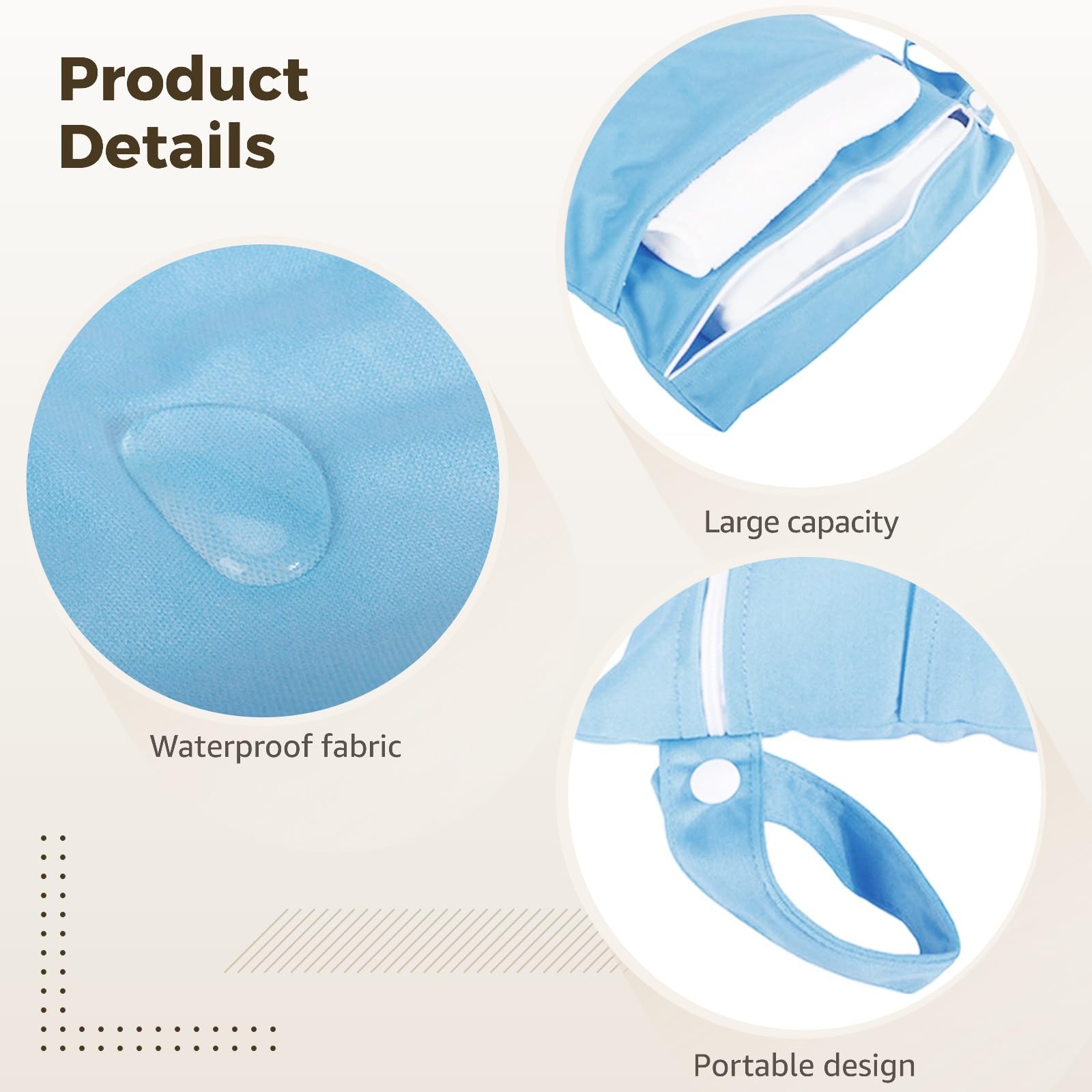 4 Stk. Wet Bags Set, Windeltasche mit Doppelreißverschluss, wasserdicht, 11,8 x 15,7 Zoll / 30 x 40 cm, Wet Bags mit Tragegriff, wiederverwendbare Wet Dry Bags für Stoffwindeln, Reise, Mehrfarbig