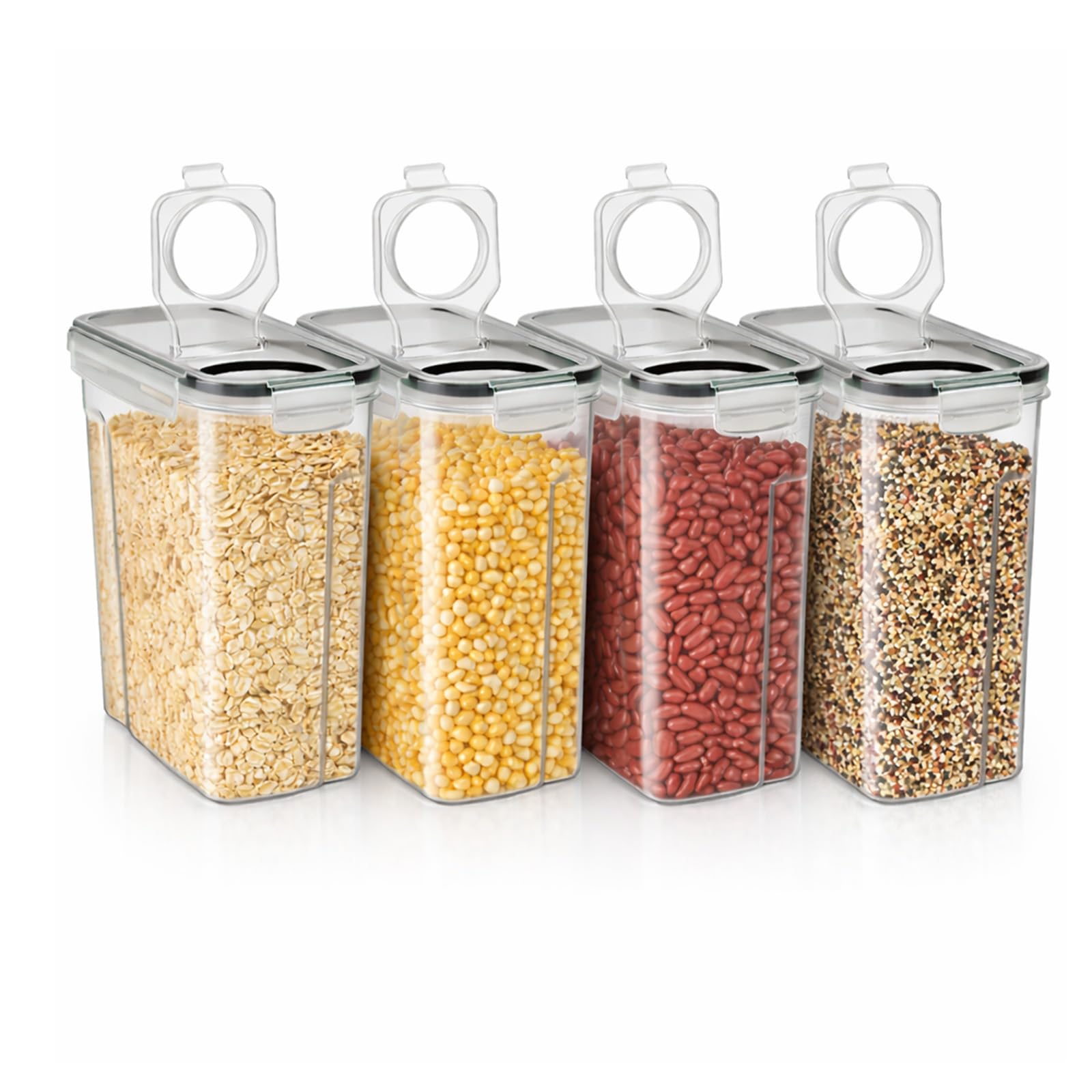 GREENSAPPIRE Cereal Storage Containers set of 4-4L Airtight Flip-Top Lids, BPA-Free Clear Plastic – Dry Food Storage for Kitchen & Pantry Organization — image 1