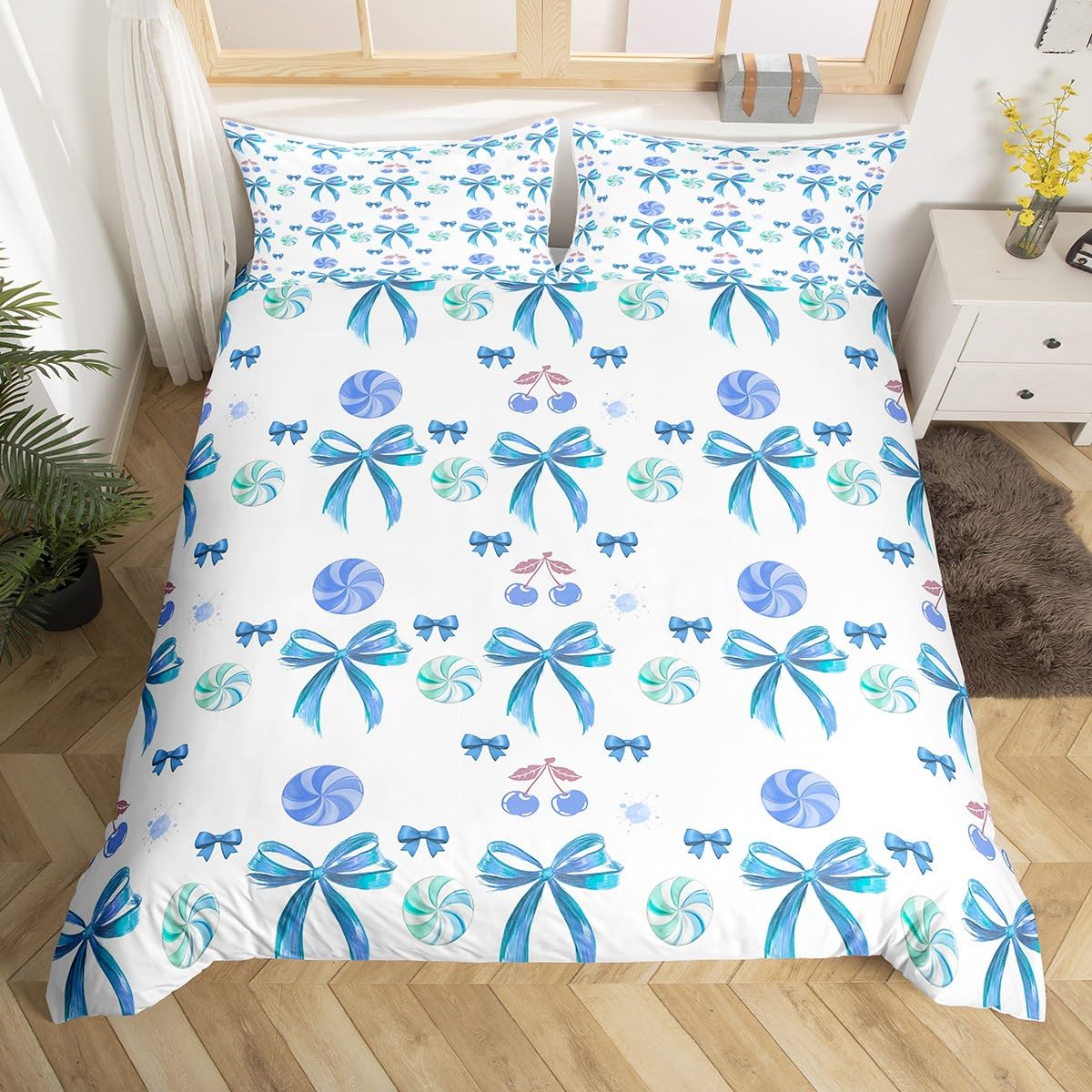 Housse de couette à nœud bleu Manfei aux finitions soignées