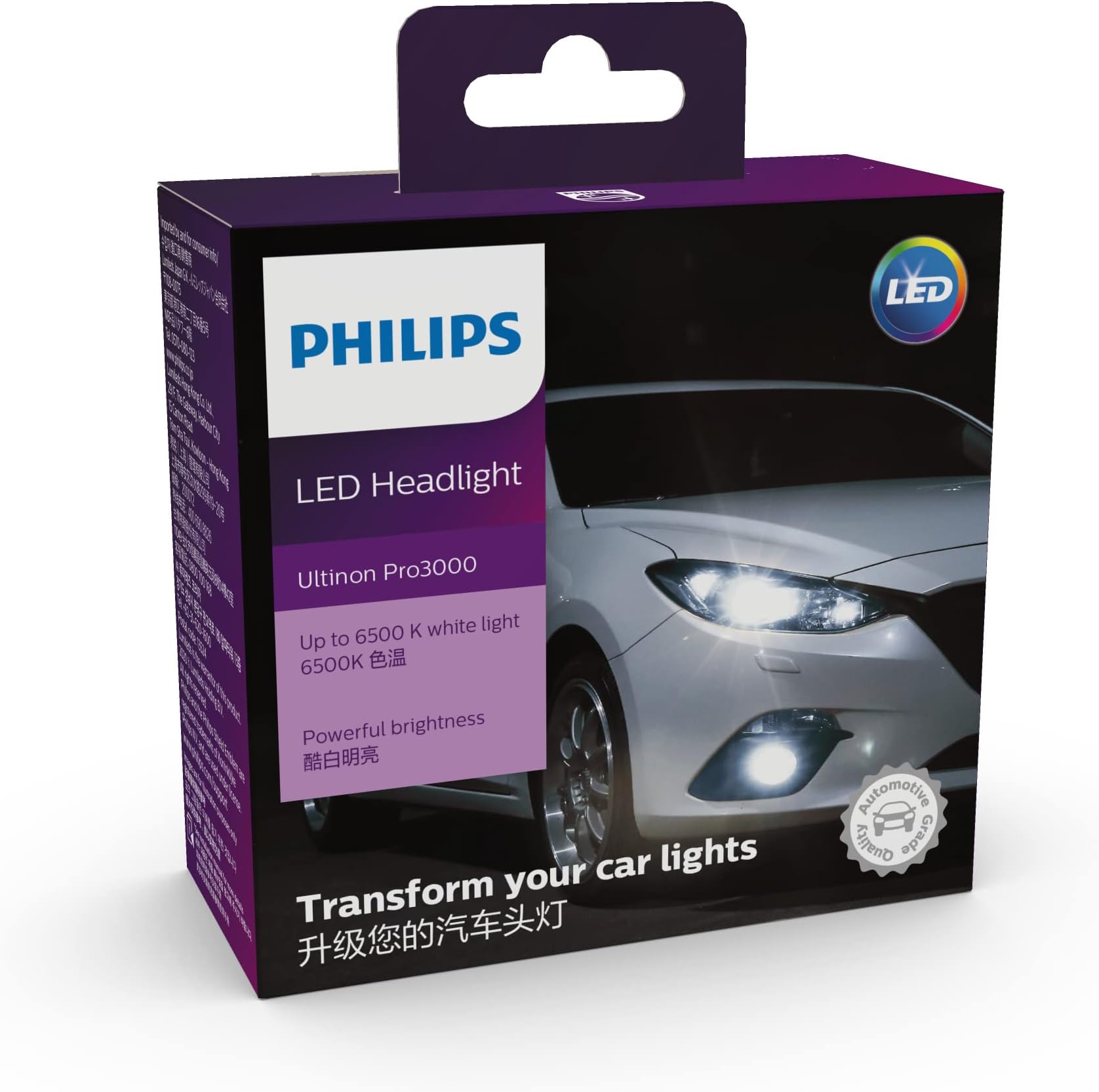 Philips HB3/HB4 LED Headlight and Fog Lamp, 6500K, Car Bulb, 11005U3000X2, 2 Pieces, Compliant With New Vehicle Inspections and Low Beam Vehicle Inspections [Amazon.co.jp Exclusive]