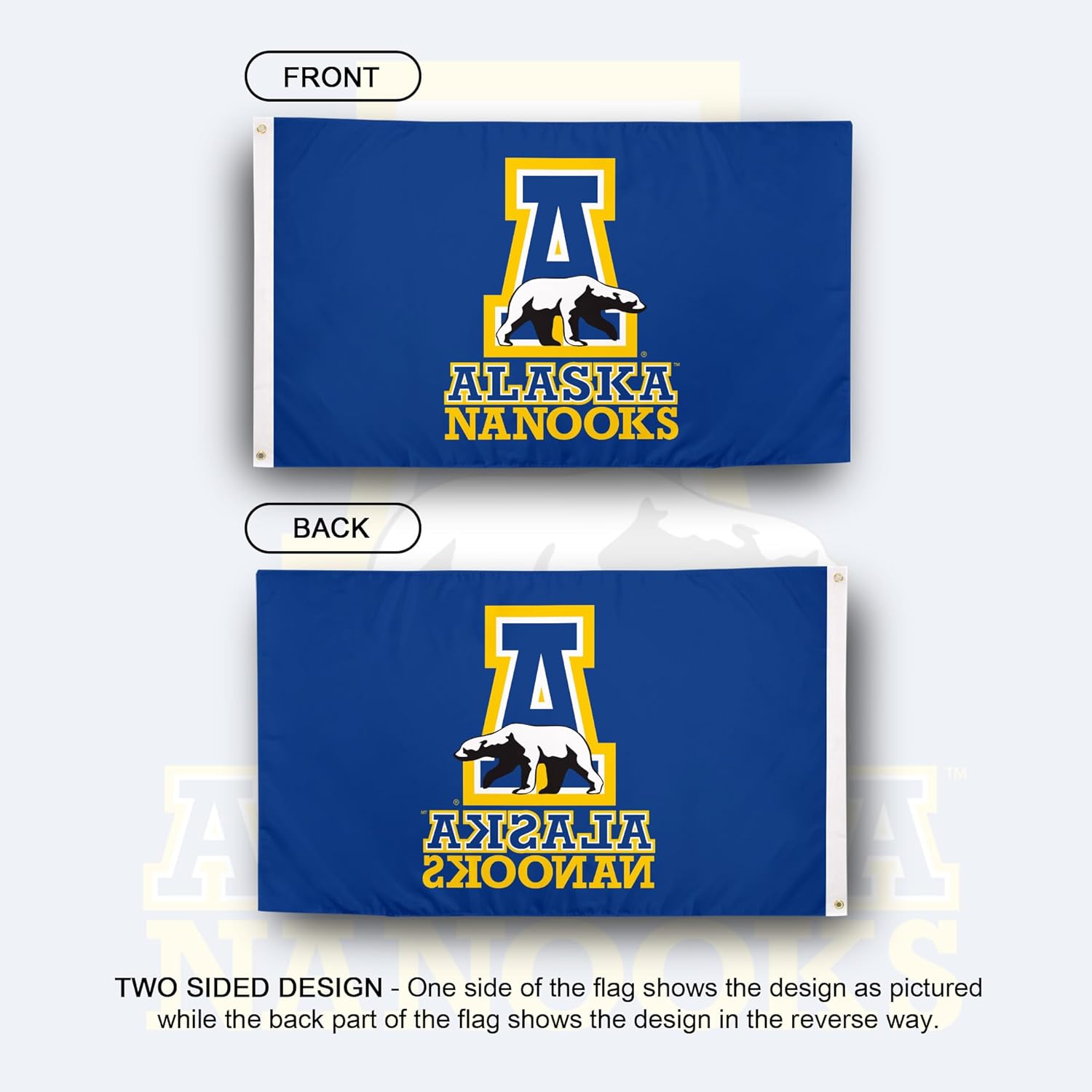 Desert Cactus University of Alaska Fairbanks UAF Flag - 3 x 5 Feet Nanooks Banner, Indoor/Outdoor Durable Fabric, 100% Polyester Design (Style 1)