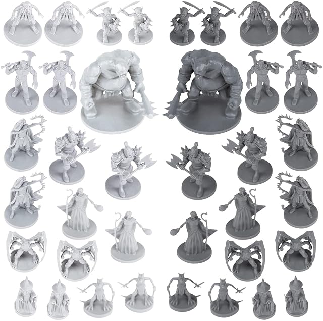 Path Gaming 38 Miniatures Fantasy Tabletop RPG Figures for Dungeons and Dragons, Pathfinder Roleplaying Games. 28MM Scaled Miniatures, 10 Unique Designs, Bulk Unpainted, Great for D&D/DND
