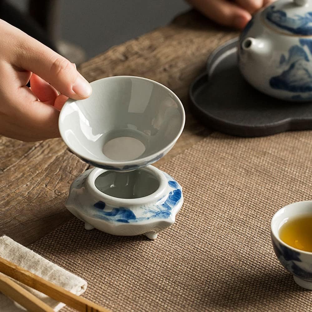 XIALON 3.2inch Hand Painted Ceramic Tea Strainer Tea Filter Kung Fu Tea Set Tea Ceremony