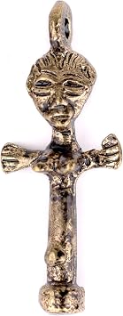 Fertility Doll African Brass Pendant Ashanti Ghana Large Hole Handmade