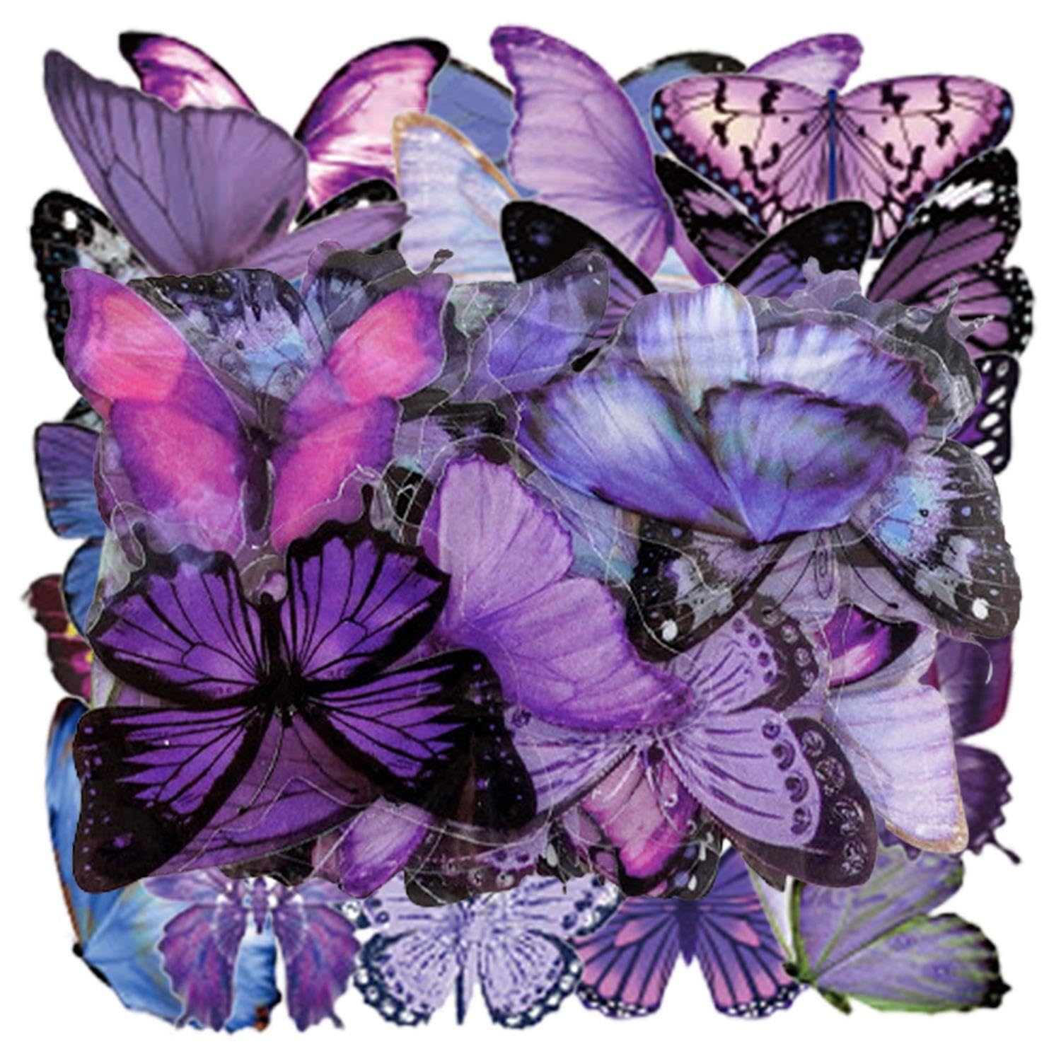 ExceLife Set di adesivi a forma di farfalla, autoadesivi, trasparenti in PET, impermeabili, per scrapbooking, diari, album, custodia per telefono, creazione di biglietti, 40 pezzi (blu farfalla