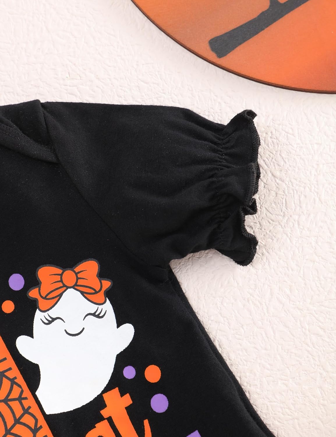 My First Halloween Outfits Baby Girl Newborn Skull Print Romper Dots Shorts with Leg Warmer Clothes Sets - Image 5