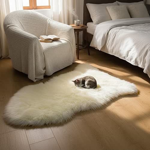Genuine Sheepskin Rug New Zealand Fluffy Lambskin Rug, Natural Luxury