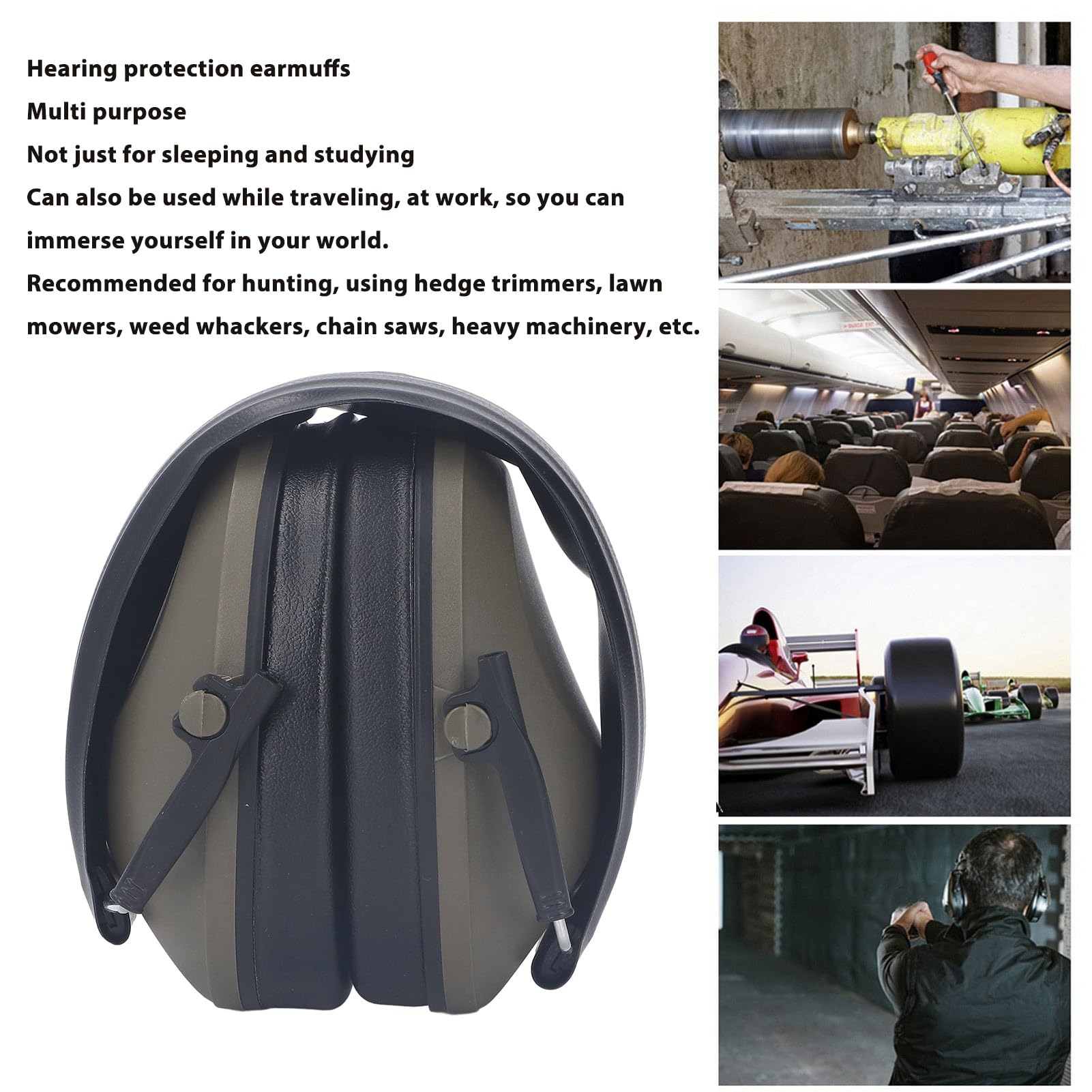 Oumefar Safety Earmuffs, Comfortable Foldable Ergonomic Design, MultiPurpose Noise Reduction Hearing Protectors for Mawing Lawn (Green)