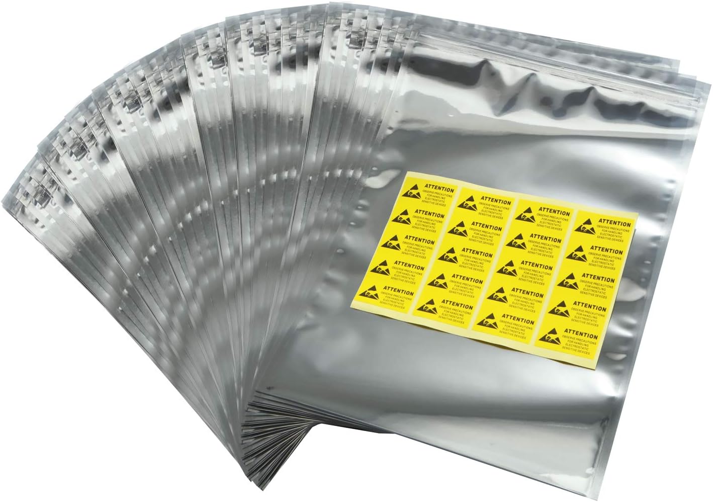MWRF Source 100 PC Zip Lock Top Anti-Static Bags and Labels for Electronic Devices, 8x12 inches, 203x304 mm