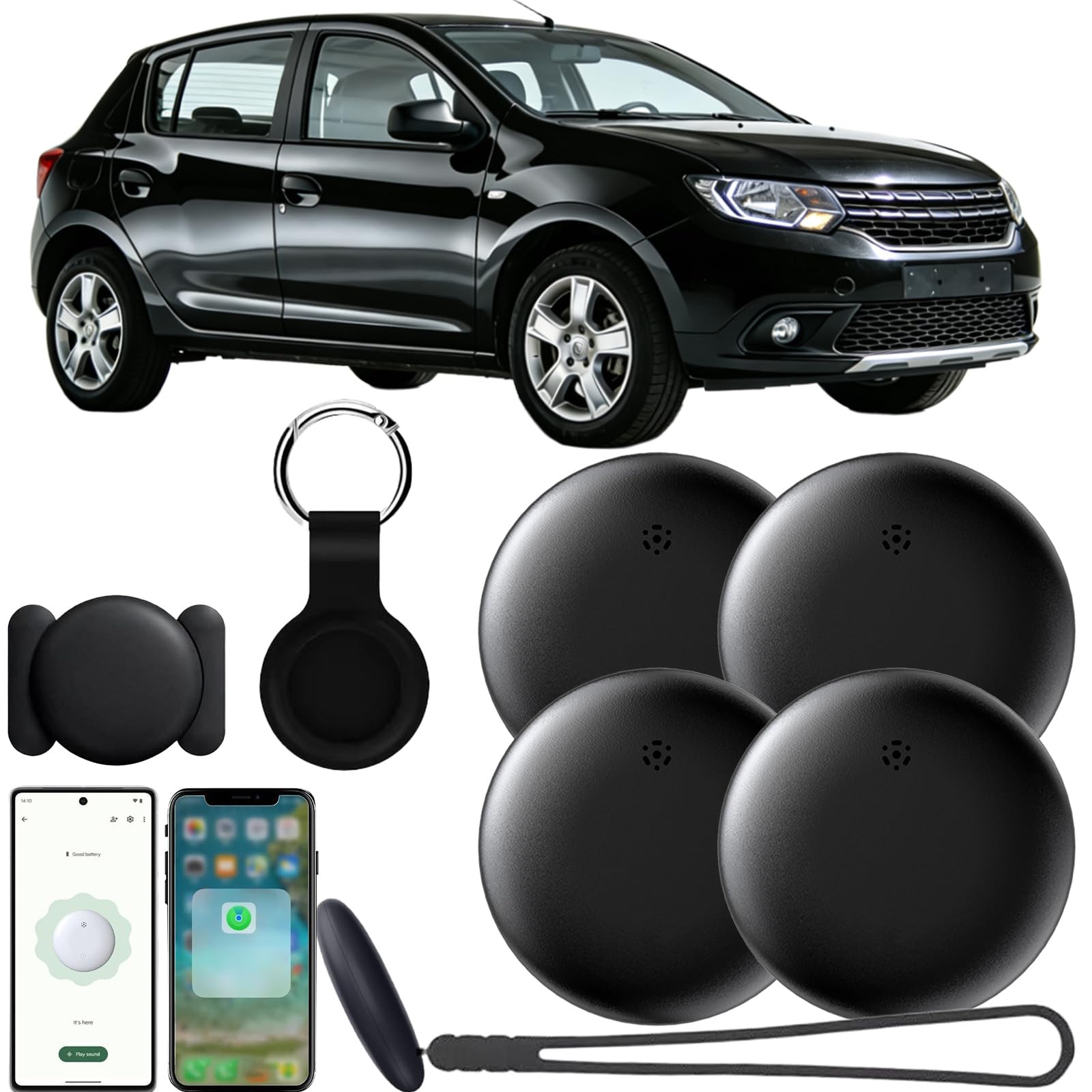 Rastreador GPS Coche Localizador Android and iPhone, Localizador GPS para Coche Sin Suscripción, Seguimiento para Niños, Mascotas, Ancianos y Objetos (Android * 4)