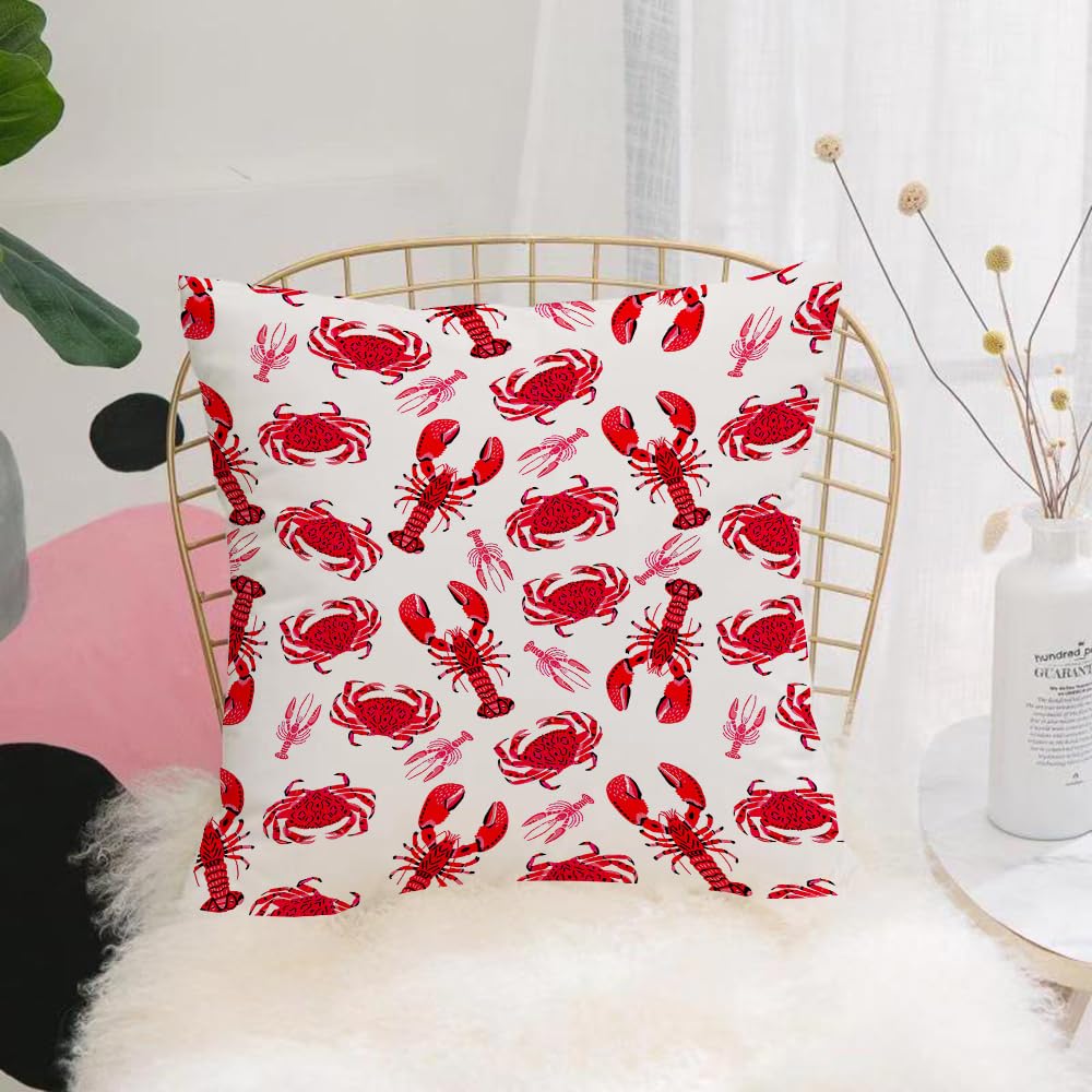 Hyosxw Seafood Theme, Hand Drawn Crabs, Lobsters, C - A9 Cushion Cover,Throw Pillow Case Home Decorative For Living Room Bedroom Sofa Chair 18X18 Inch,Seafood Theme, Hand Drawn Crabs, Lobsters, Crustaceans,Pillowcase 45X45cm