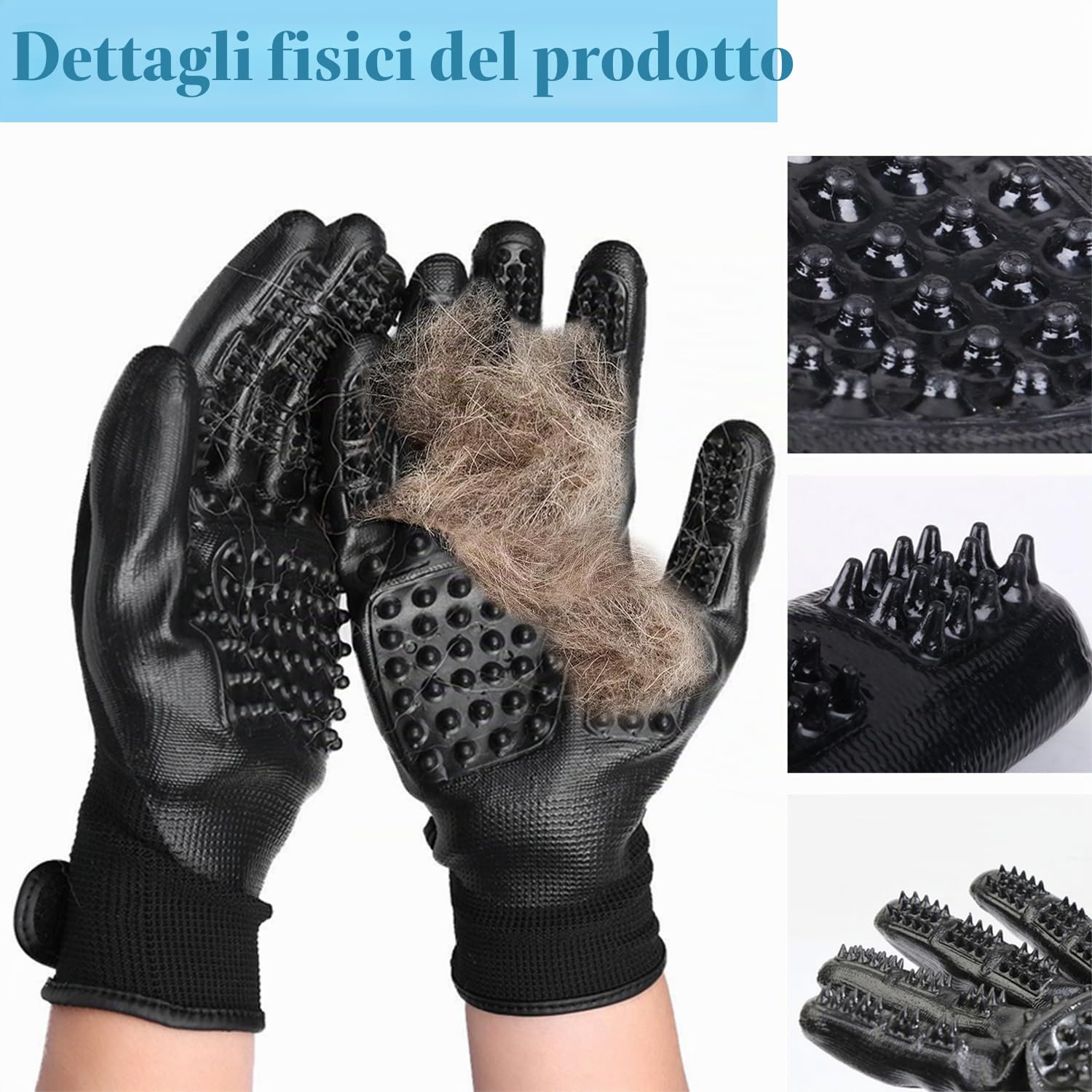 Guanti per la toelettatura del cane, spazzola multifunzionale per il massaggio del cavallo, in gomma traspirante, guanto per rimuovere i peli degli animali domestici, guanti per spargimento