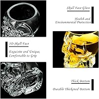 Vista 3 de Dandat Juego de 24 vasos de chupito de calavera de 2.5 onzas, mini transparentes a granel para bodas, whisky, expreso, agua, jugo, leche, café