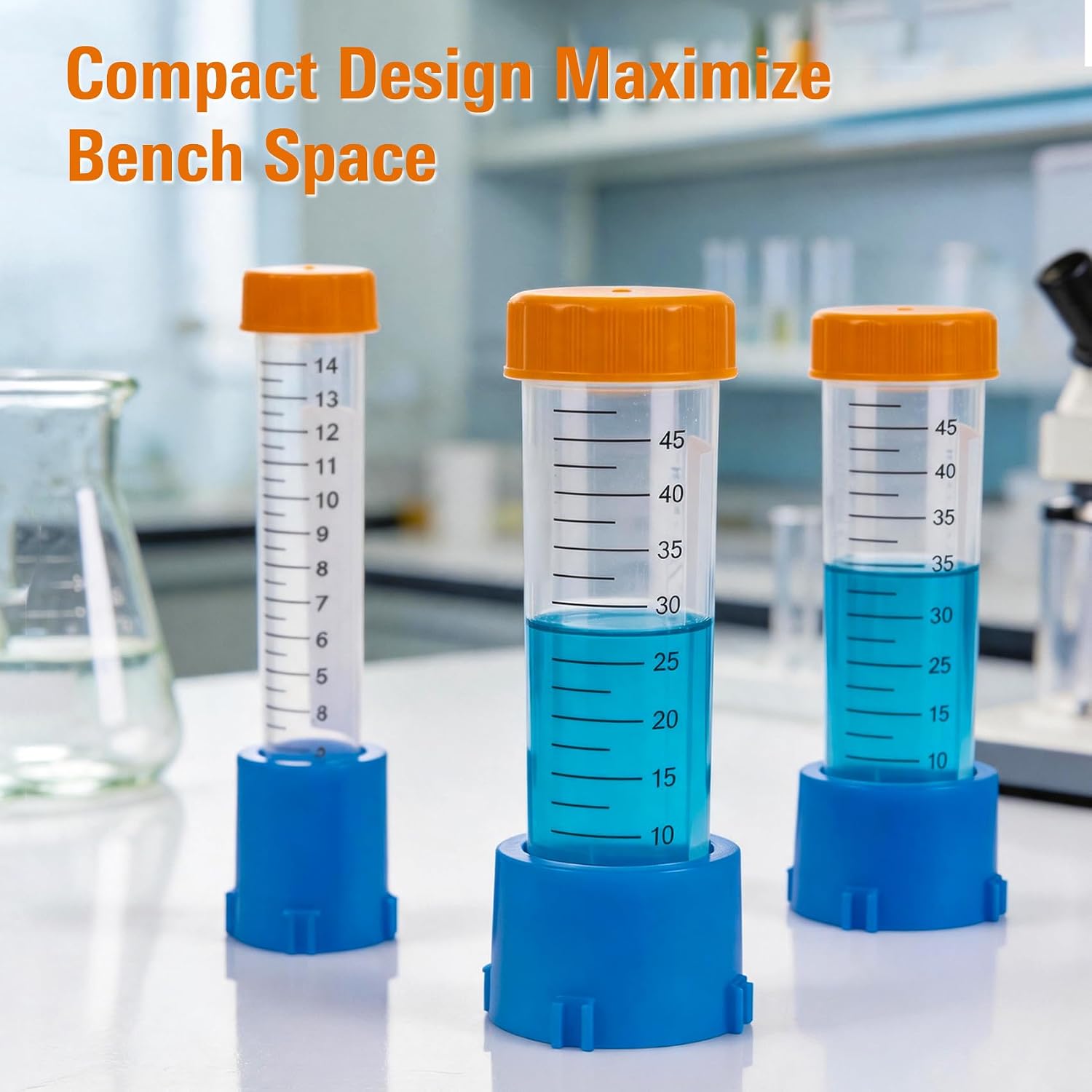 10/15mL Centrifuge Tube Rack, Plastic Conical Tube Holder for Lab Bench, Classroom Science Project, Home Hobby, Blue, 10 Pcs