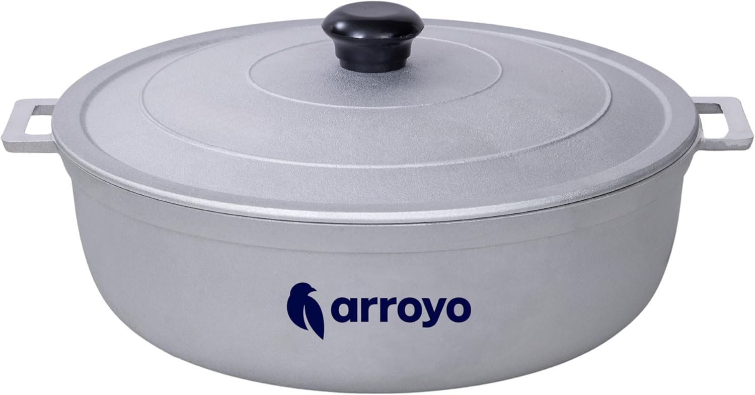 ARROYO Heavy Duty Aluminum Caldero, Even Heat Distribution and Fast Cooking Dutch Oven Pot with Lid (4 QT)