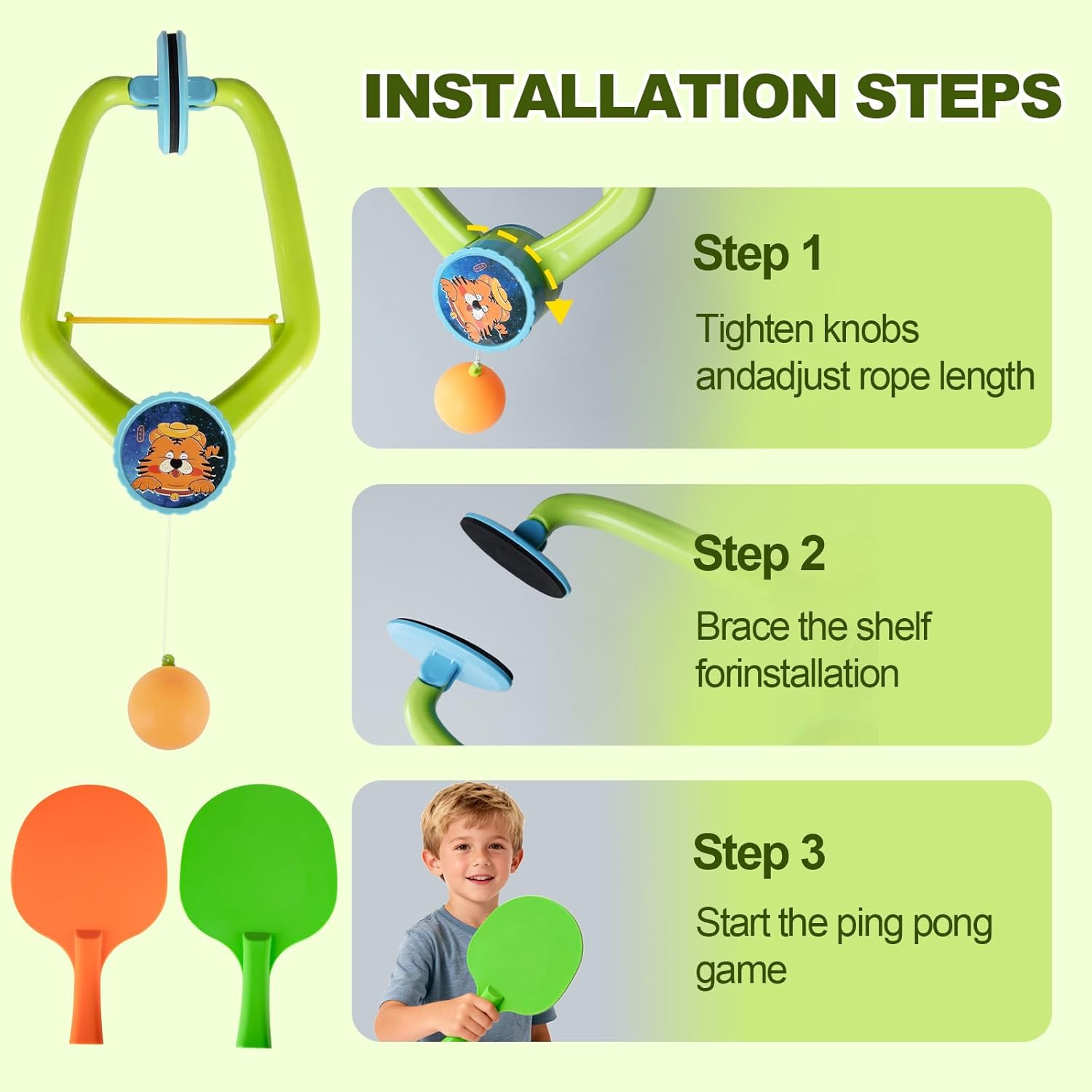 Door Ping Pong Game, Indoor Sport, Suitable for Children. The Portal-Style Table Tennis Set is Adjustable and Includes Paddles and Balls, Making it Suitable for Daily Practice
