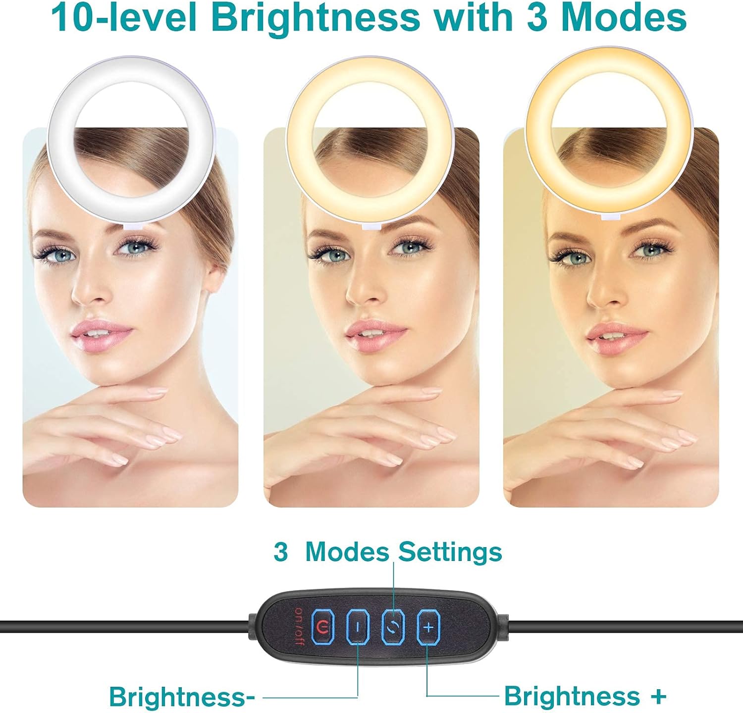 ERUW Selfie Ring Light, 10'' Circle LED Light with Extendable Tripod Stand & Cell Phone Holder Dimmable Makeup Ring Light for Selfie Photography/Live Stream, YouTube Video, TikTok for iPhone Android : Electronics