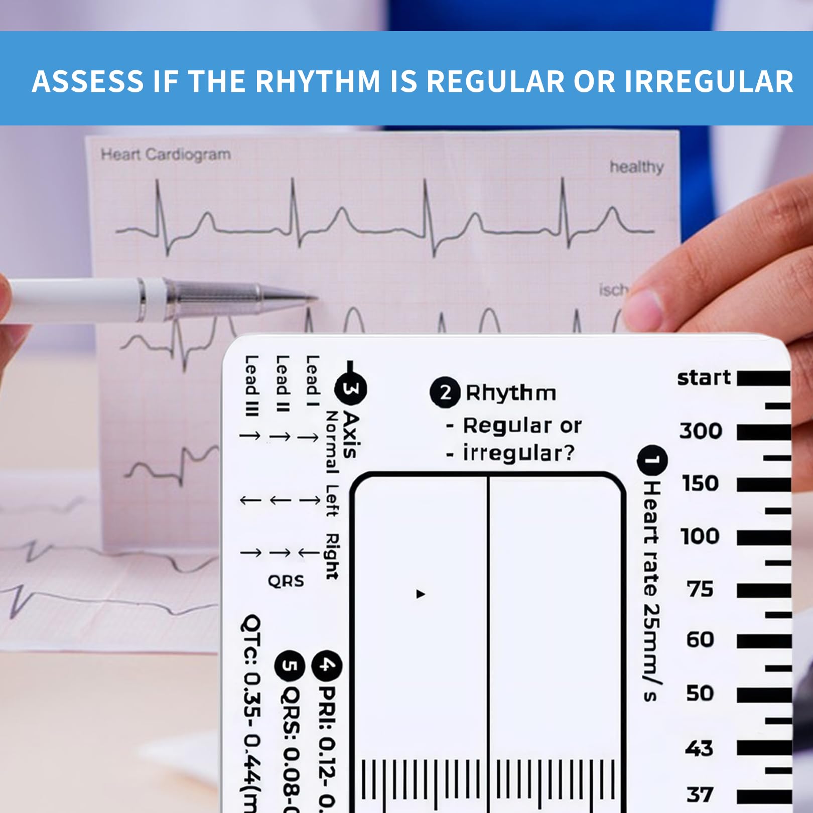 ECG Ruler, ECG 7 Step Ruler for ECG/EKG Interpretation, ECG Ruler ...