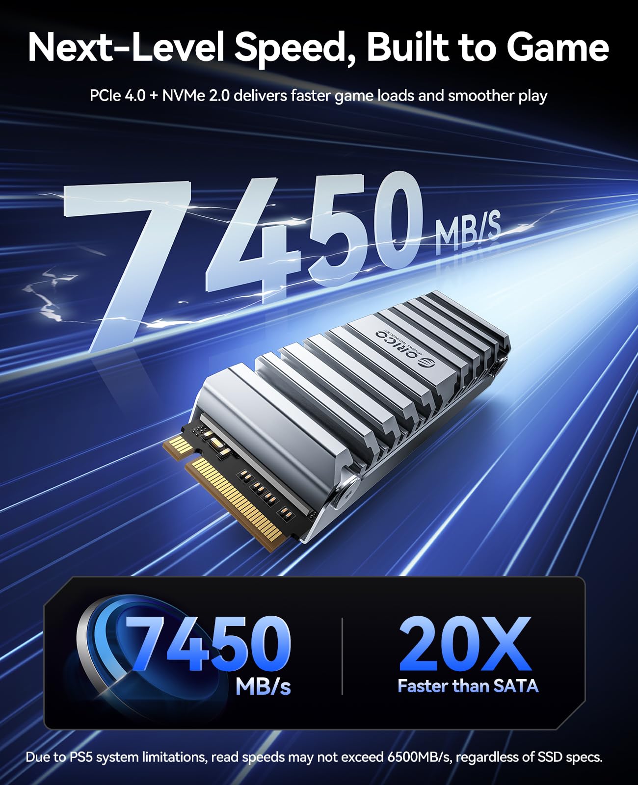 Amazon | ORICO OS5 PS5拡張用4TB SSD, 読取7450MB/s 書込6500MB/s 3D