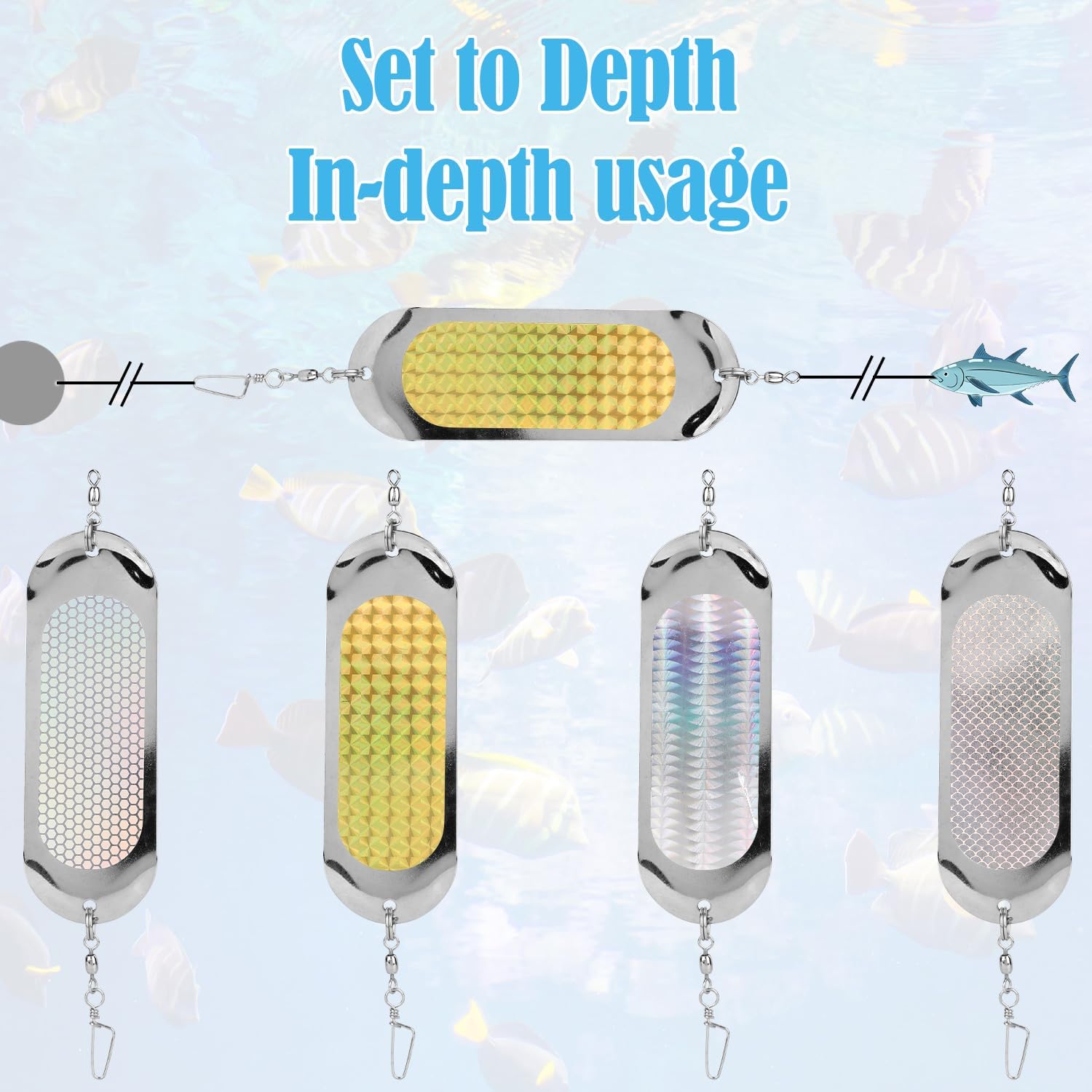 4pcs Reflective Fishing Dodgers, 4.6 Inch Dodger Trolling Flashers Trolling Flashers Fishing Lures for Salmon Halibut Lake Trout Anglers Must-Have Accessory