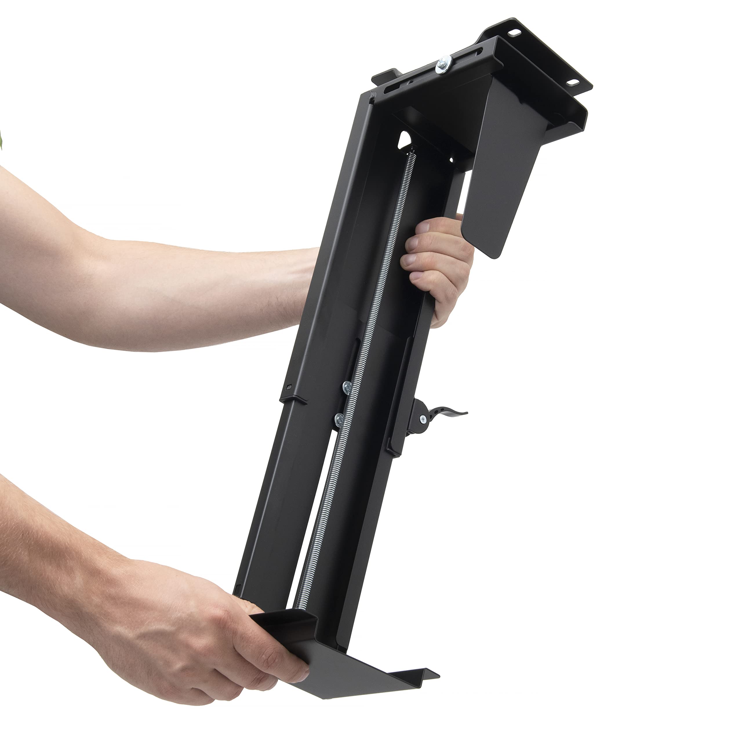 Support d'Ordinateur de Bureau Largeur Réglable 4 Roulettes Verrouillables Noir