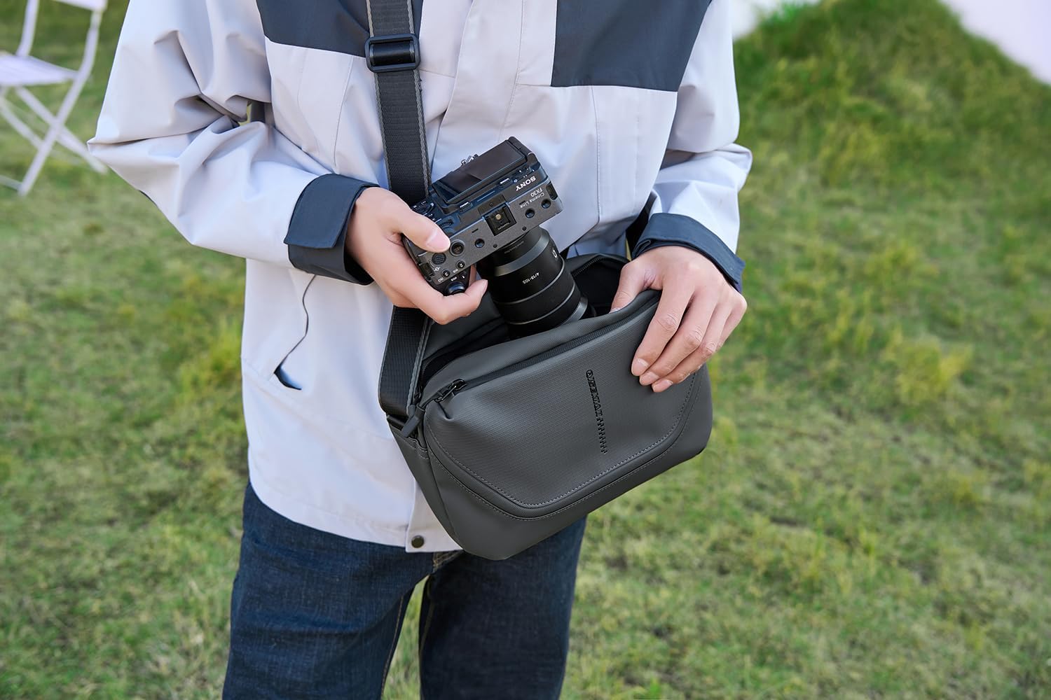 peacechaos Small Camera Sling Bag for Mirrorless & Compact DSLR – Lightweight Waterproof Crossbody Camera Bag with Tripod Holder, Adjustable Strap, and Removable Dividers - Image 8