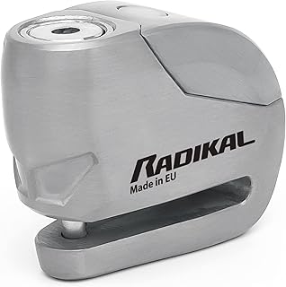 RADIKAL RK9Z Bremsscheibenschloss mit Alarm 120dB Premium mit Warnung, Optionale Aktivierung, LED-Licht, Komplett Metall, Motorradschloss Alarmanlage Diebstahlsicherung Motorrad Roller Ebike, 6mm
