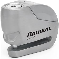 Candado Manillar Honda Sh 125 RADIKAL RK9Z Candado Moto Disco Alarma 120db ON/OFF, Warning Avisador, Módulo Remplazable Impermeable, Pila Litio, Universal Motos Scooters Bicicletas Patinetes, Antirrobo Pinza Disco Freno Metálico
