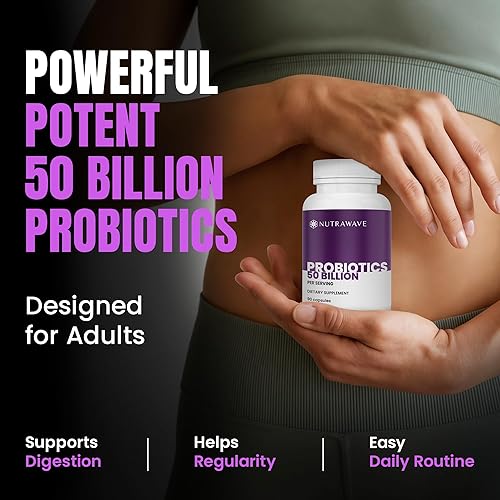 Miniatura 6 de NUEVO Nutrawave 50 mil millones de probióticos para mujeres y hombres, 15 cepas de cultura activa. Alivia la hinchazón y el estreñimiento, mejora