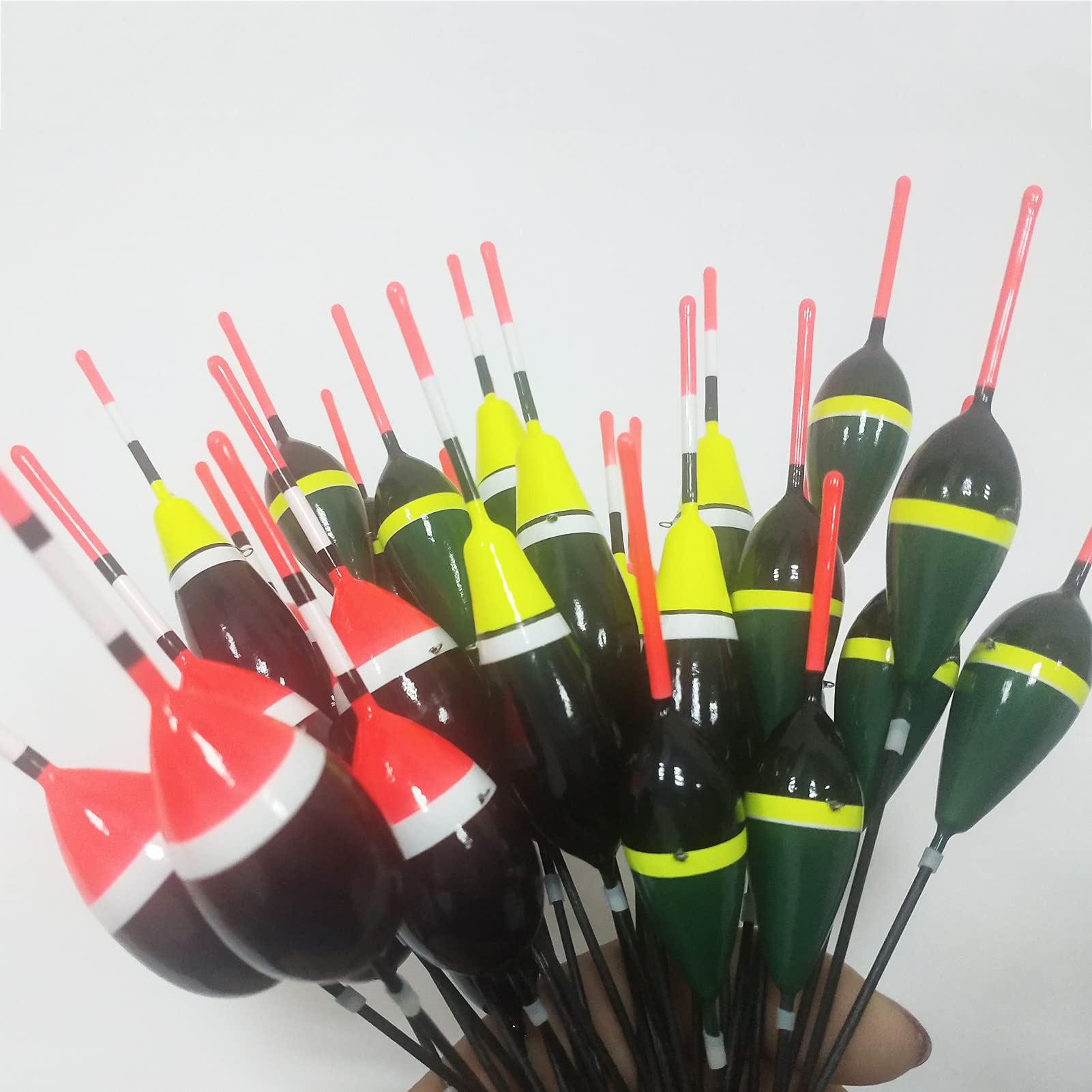 Genérico Juego de Boyas flotantes de Corcho, Juego de flotadores de Pesca de Madera de Balsa iluminados, 3g + 3g + 3g, Cola Larga de 17,5 cm/18,5 cm, 30 Uds.