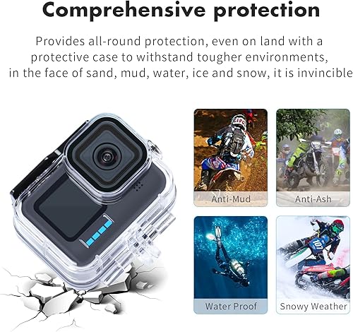 Miniatura 5 de SEASKY Funda protectora impermeable de buceo para Gopro Hero 11109 Negro Acción Cámara Accesorios Buceo Profundidad 196.9 ft196 FT funda protectora