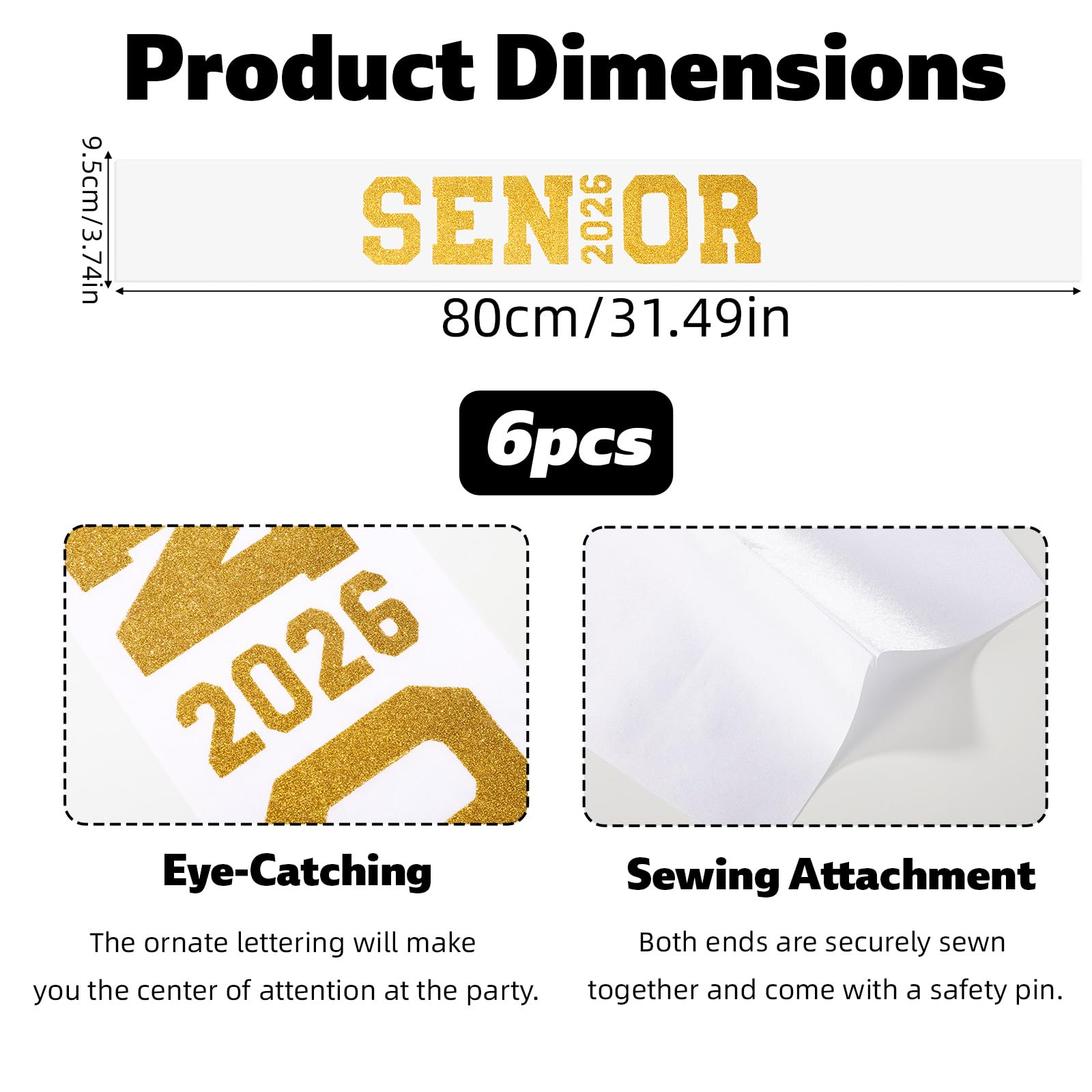 PEUTIER 6pcs Senior 2026 Sashes - Image 2