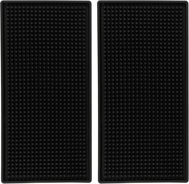 ZEONHEI 2 sztuki 30 x 15 cm mata barowa, silikonowa mata ociekowa, prostokątna, gumowa mata barowa, mata do kawy, mata ociekowa do kuchni, baru, klubu, czarna
