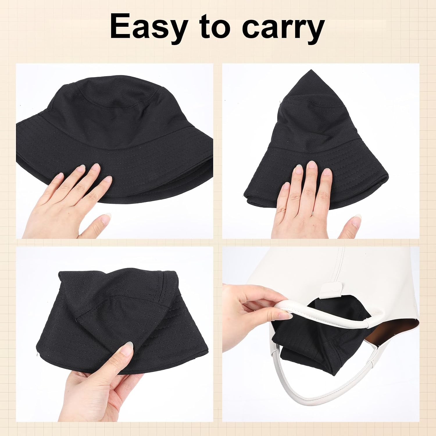 Black Bucket Hats for Men Woman Large Oversized Beach Hat Fisherman Cap Summer Vacation Hats Cotton Bucket Hat Adult for Beach Vacations, Fishing Trips, Hiking, Camping, Golf