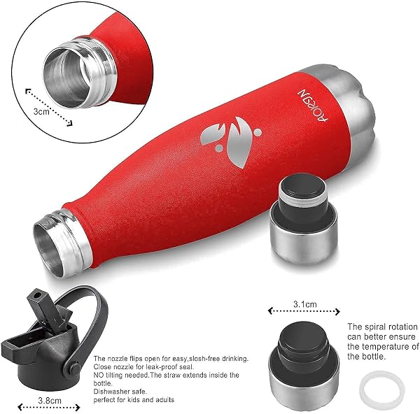 AORIN de Doble Pared con Aislamiento de Botella de Agua de Acero Inoxidable Proceso de Recubrimiento en Polvo, no es fácil de desprenderse, Resistencia al Rayado, fácil de Limpiar - 3